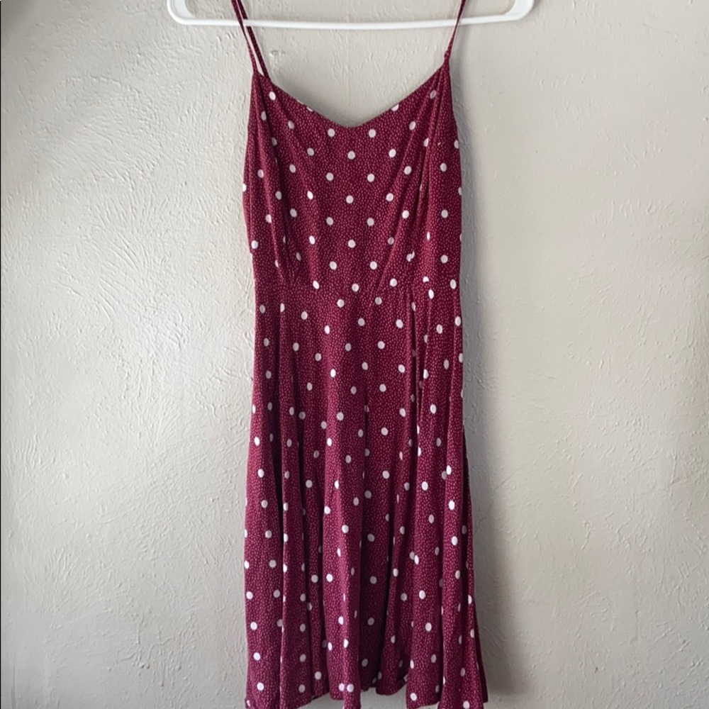 Wine colored polka dot sundress - Picture 1 of 4